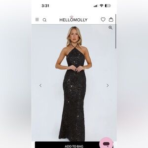 Hello Molly Black Sequin Halter Maxi Dress